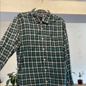 RVCA Men's Green Plaid Flannel Shirt